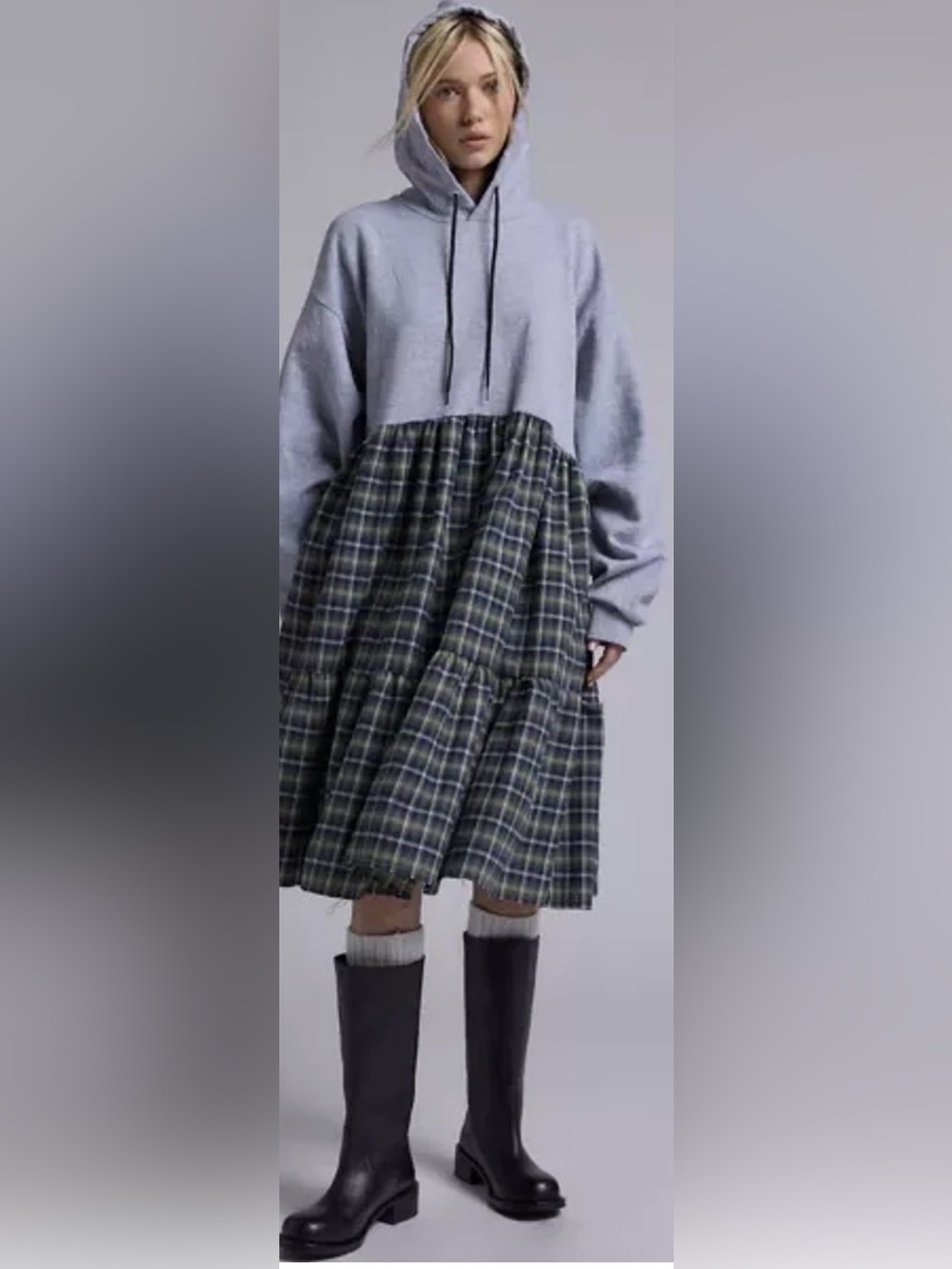 Urban Renewal by Urban Outfitters Green Plaid Tiered Maxi Skirt